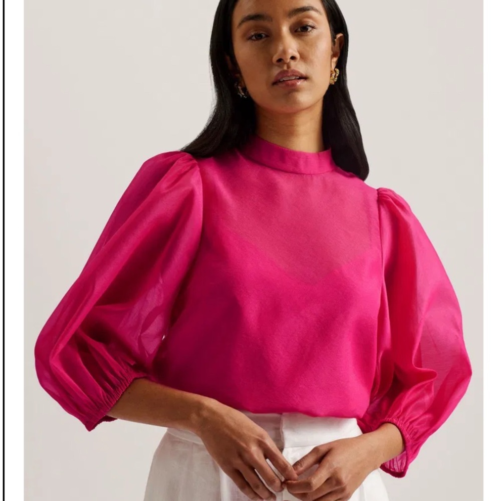 Ted Baker Pink Puff Sleeve Blouse